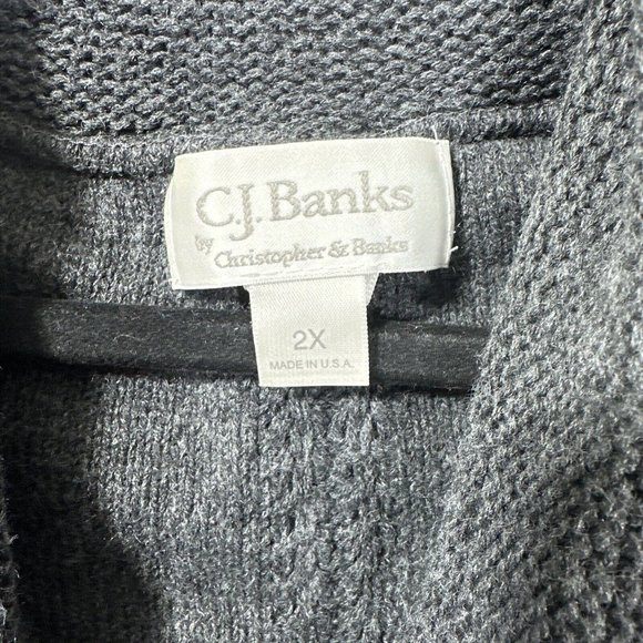 CJ Banks Shawl Collar Vest Wrap  Cardigan Plus Size 2X Gray - Picture 3 of 13